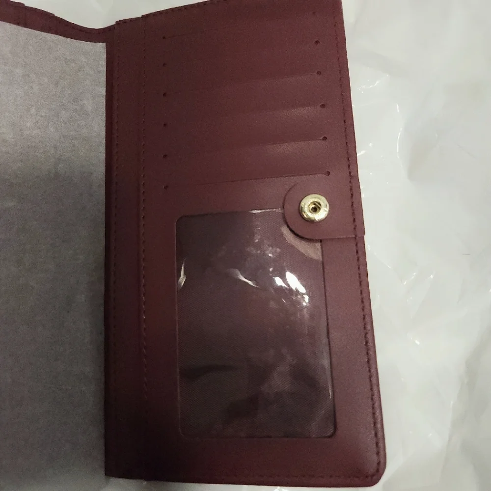 Lark & Ives NWOT Red Faux Leather/Vegan Leather Slim Wallet